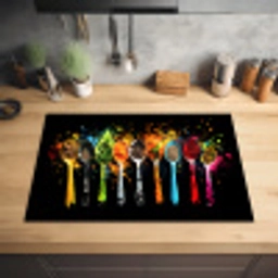 Lepels - Kruiden - Modern - Graffiti - Verf - Kleurrijk Inductie beschermer vinyl 3mm klein -sfeer5