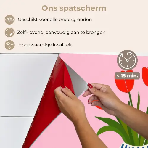Tulpen - Roze - Vaas keuken achterwand spatscherm klein -spatscherm_NL