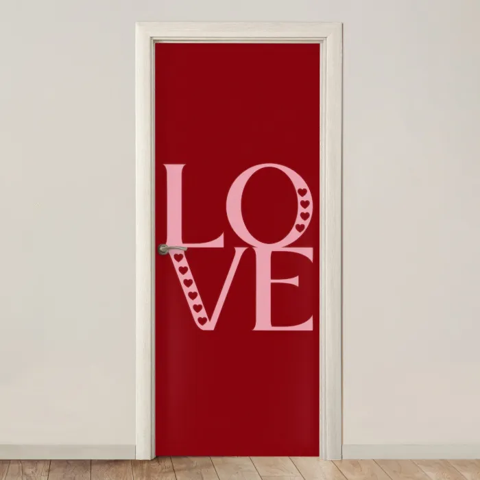 Love - Rood - Hatjes deurposter klein -3d_beige