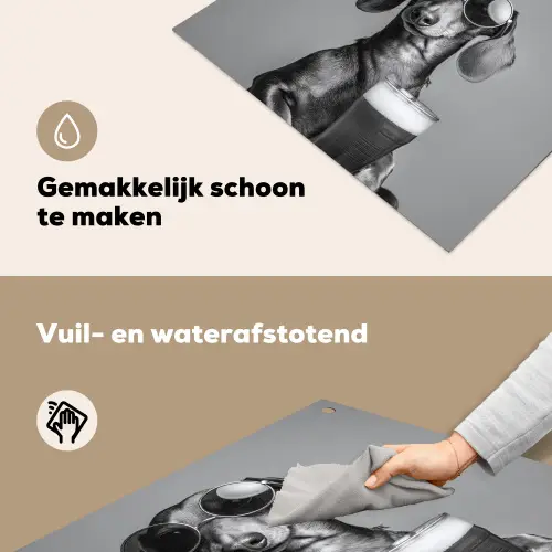Teckel - Bier - Glas - Bril Inductie beschemer met haakjes middel -ky-schoon-nl