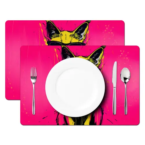 Kat - Art - Zonnebril - Roze Placemat vinyl groot -zzsfeer2_Kitchenyeah-website