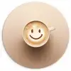 Koffie - Melkschuim - Lach - Beige Wandcirkel kunststof plaat 5mm dik klein -3d