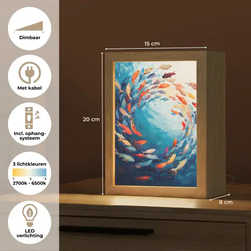 Zee - Vissen - Kleurrijk - Dynamisch Light Box met kabel (Tafellamp) klein -USP_NL
