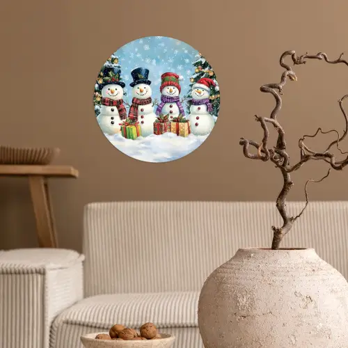 Vrolijk -  Sneeuw - Kleurrijk Wandcirkel behangsticker klein -sfeer1