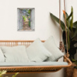 Deur naar een bloementuin tuinposter los doek klein -sfeer7