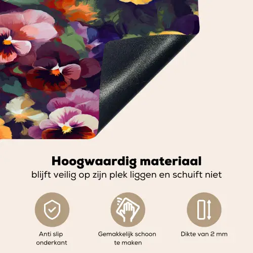 Viooltjes - Kleuren - Bloemblaadjes Inductie beschemer met haakjes klein 777 -ky-onderkant-nl