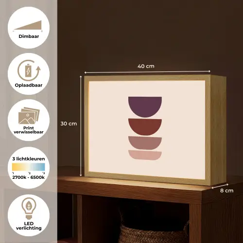 Harmonieus - Symmetrisch - Rood Light Box met batterij (Wandlamp) middel -USP_websiteoverzichtNL
