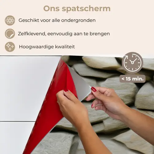Hortensia’s - Stenen - Muur - Bloemen keuken achterwand spatscherm klein -spatscherm_NL