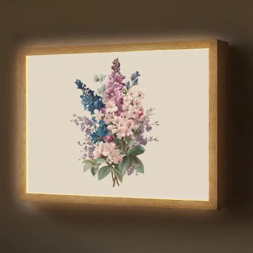 Boeket - Beige - Harmonieus - Subtiel Light Box met batterij (Wandlamp) middel -z3d_website