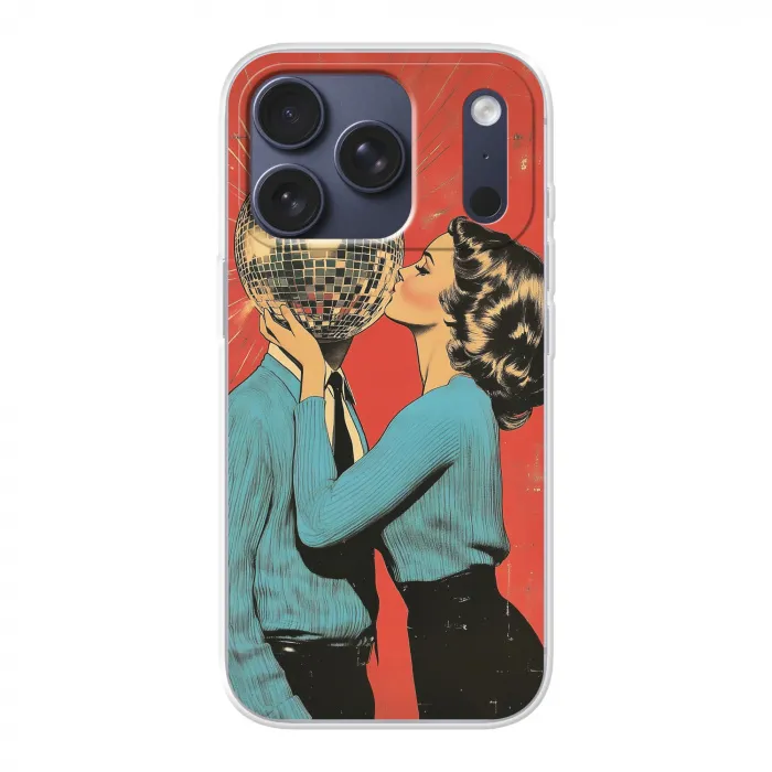Vrouw - Retro - Discobal - Kus Telefoonhoesje iPhone 17 Pro klein -3d