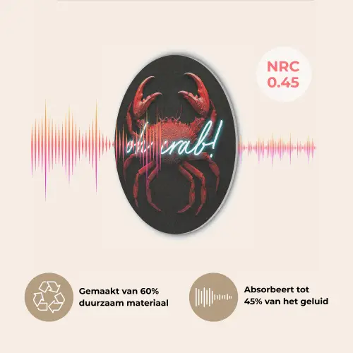 Krab - Rood - Neon - Quote Akoestische PET Vilt - Rond klein -USP_NL