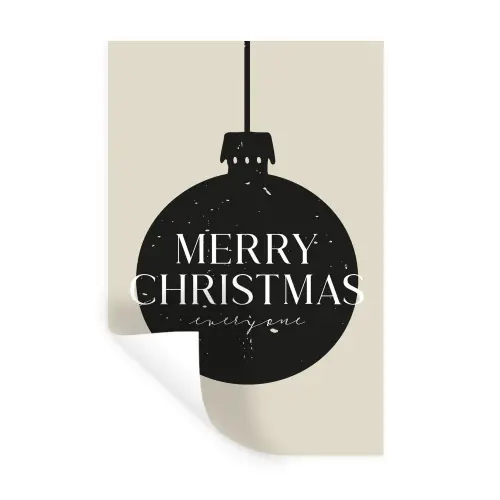 Kerstballen - Japandi - Christmas - Zwarte kerstballen Muursticker klein -3d