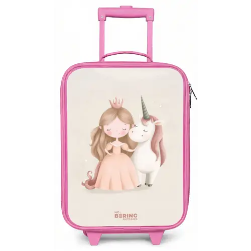Prinses en een eenhoorn in pastel kleuren Kinderkoffer - Roze klein -zz3dotto