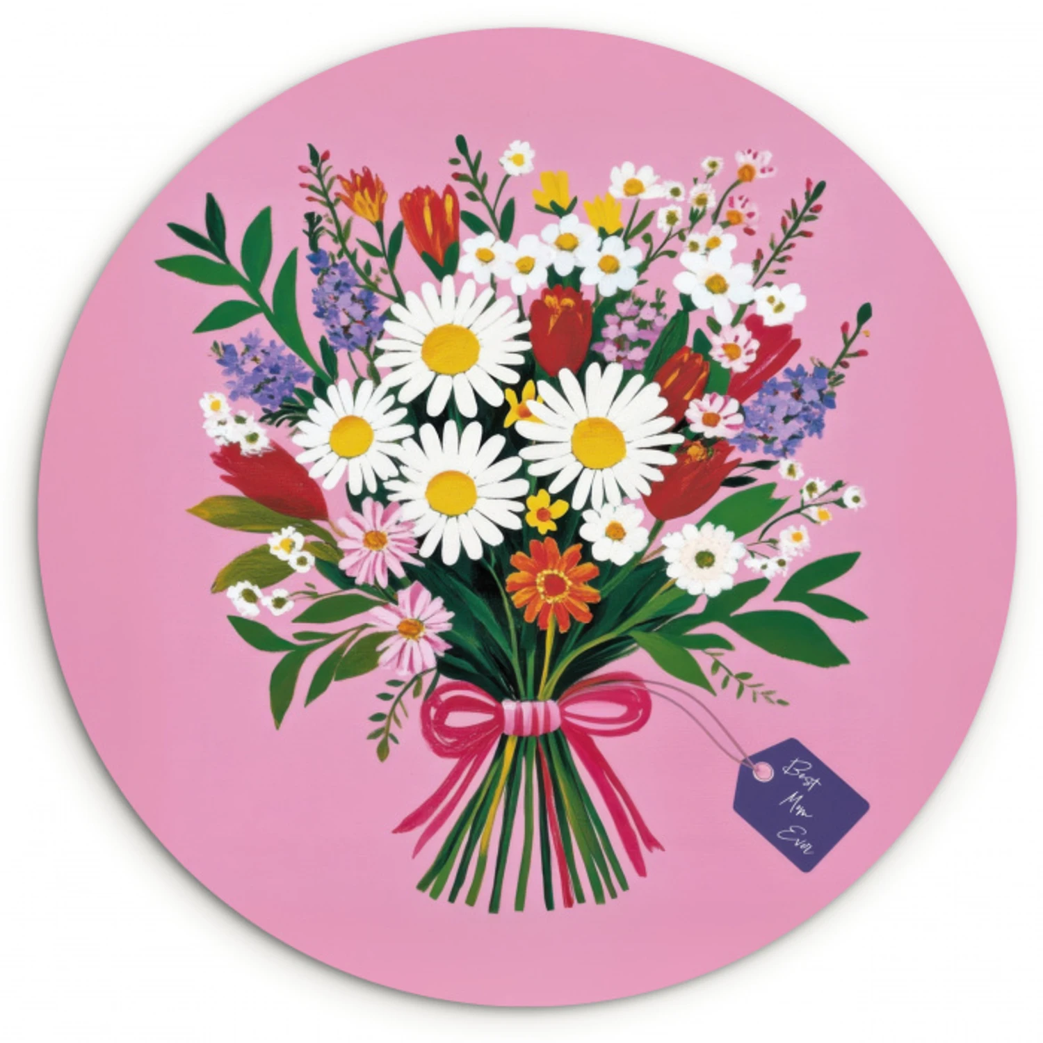 Bloemen - Quote - Kaartje - Kleurrijk Wandcirkel plexiglas klein -3d