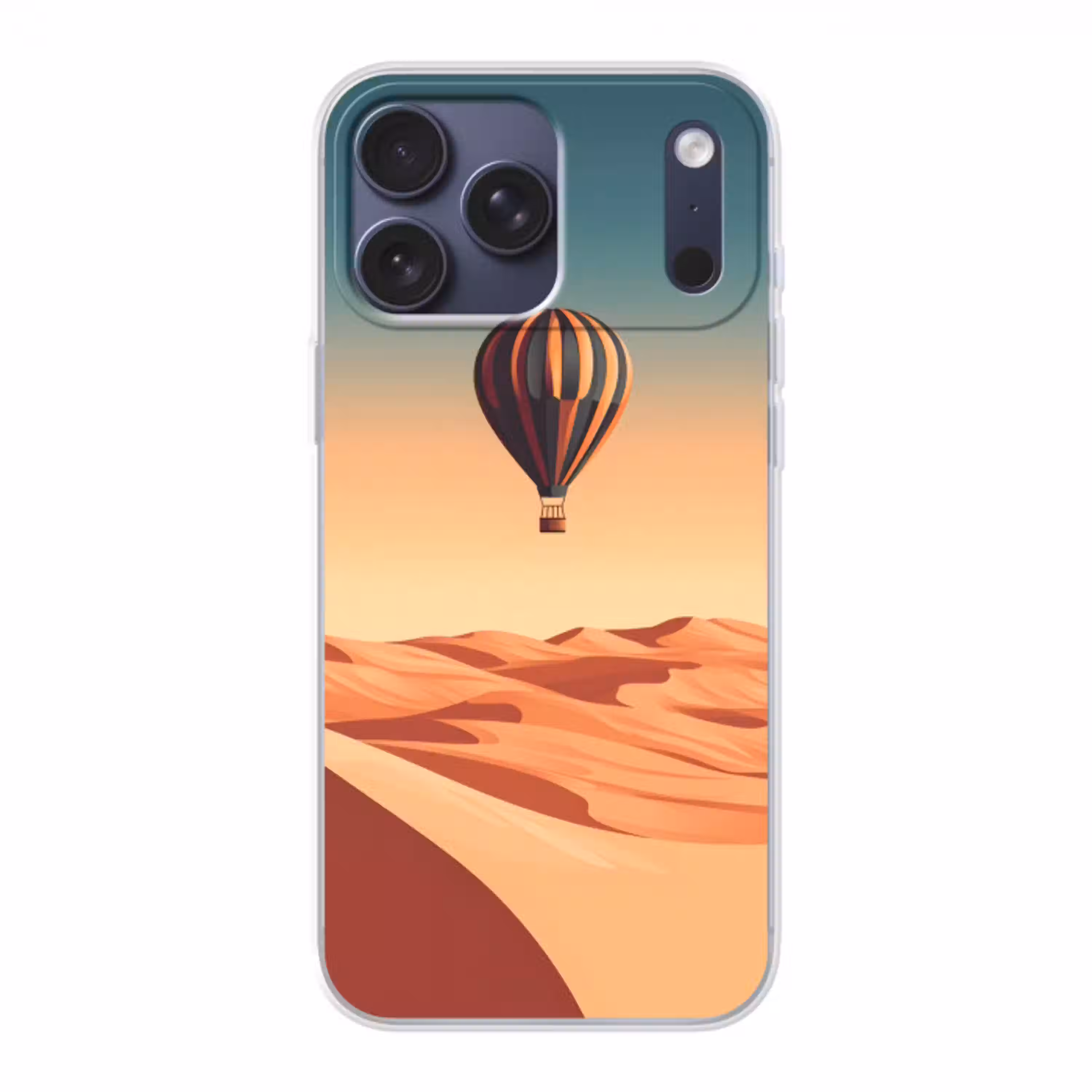 Luchtballon - Woestijn - Zonsondergang - Blauw Telefoonhoesje iPhone 17 Pro Max klein -3d