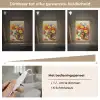 Bloemen - Kleurrijk - Olieverf - Bloempot Light Box met kabel (Tafellamp) klein -USP_dimbaarNL