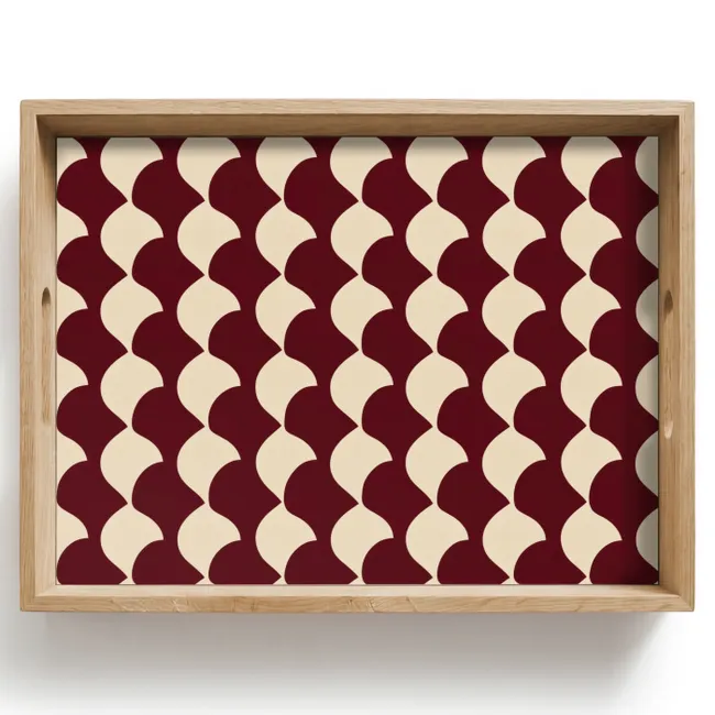 Dienblad - Rood - Tegelpatroon - Crème