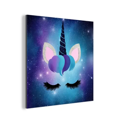 Eenhoorn - Sterren - Magisch - Blauw aluminium wit klein -3d