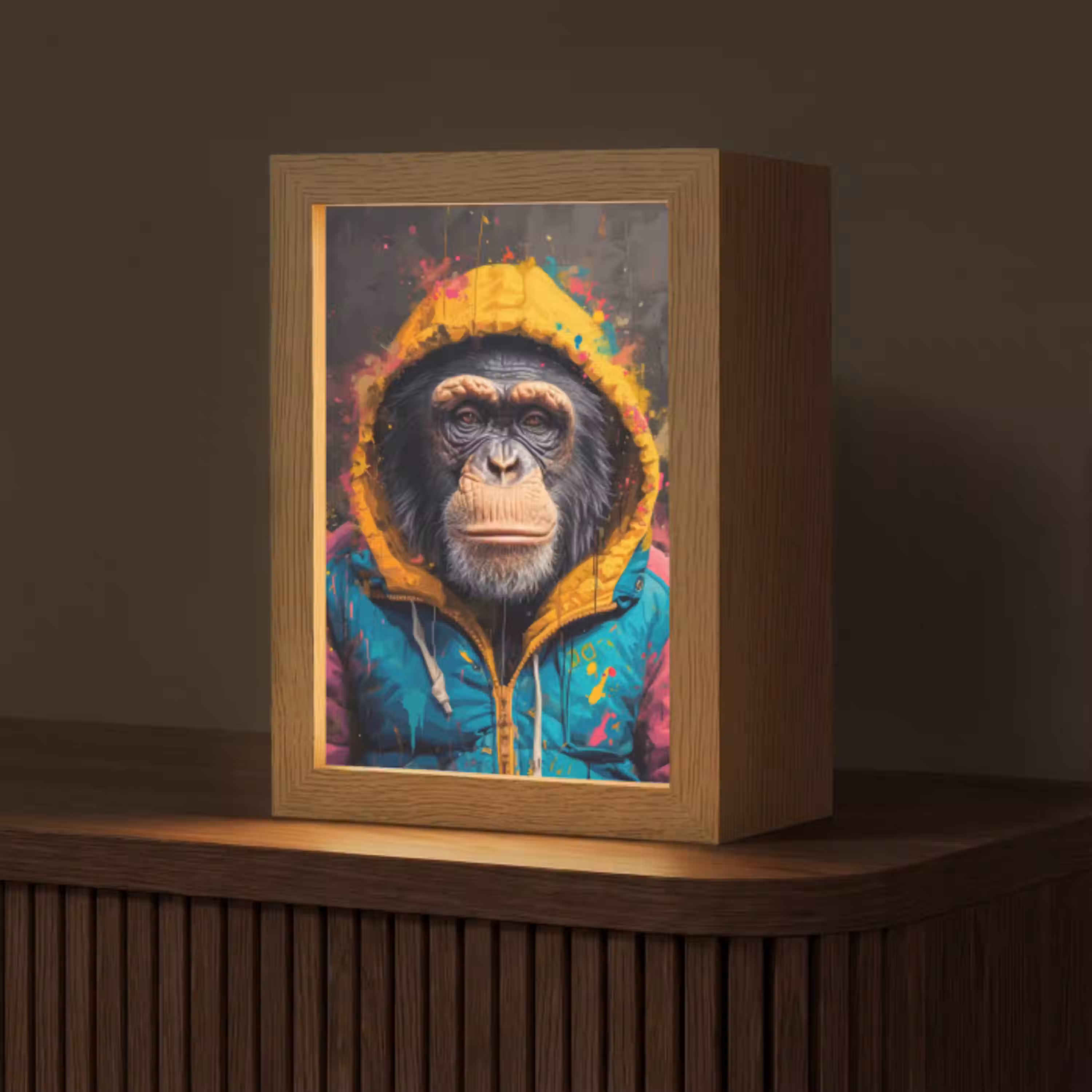 Graffiti - Chimpansee - Jas - Aap - Verf Light Box met kabel (Tafellamp) klein -z3d_website