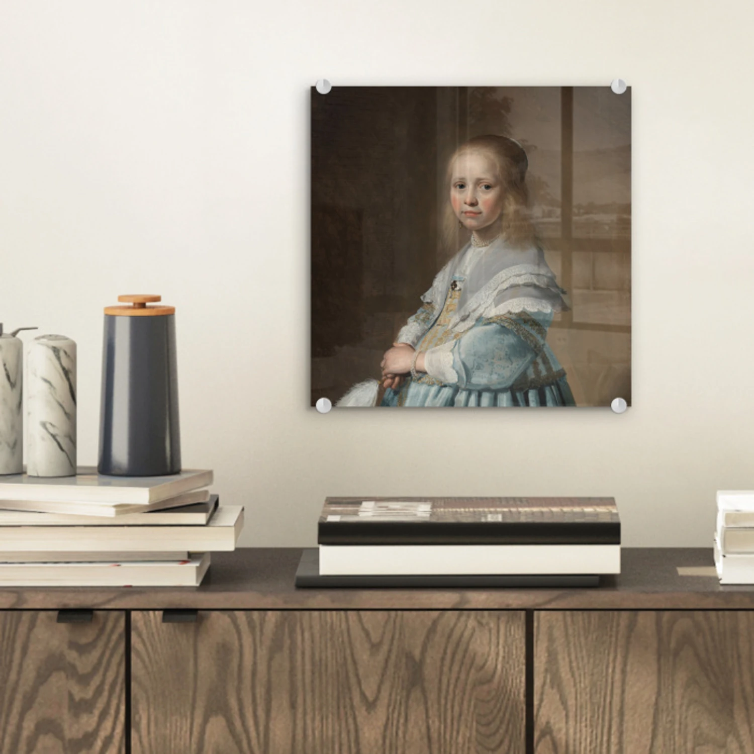 Tableau en verre – Portrait d'une fille en bleu - Peinture de Johannes ...