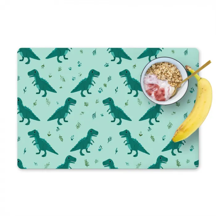 Donkergroen - Dinosaurussen - Afdrukken - Bladeren Placemat vinyl groot -zzzproduct_Kitchenyeah-website