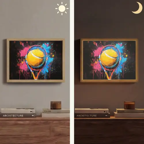 Graffiti - Tennis - Sport - Racket Light Box met batterij (Wandlamp) middel -sfeer3