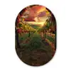 Wijngaard - Druiven - Zonsondergang Wandcirkel Ovaal Glas middel -3d