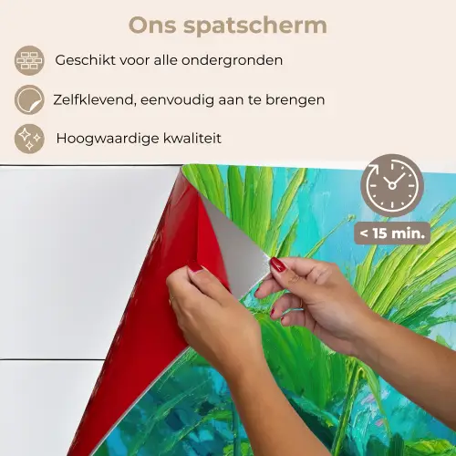 Bladeren - Groen - Schilderij - Abstract keuken achterwand spatscherm klein -spatscherm_NL