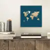 Wereldkaart - Donkerblauw - Beige aluminium wit klein -sfeer1