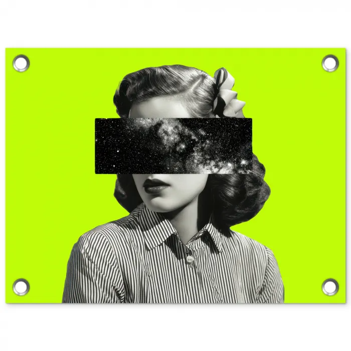 Vrouw - Sterrenhemel - Groen tuinposter los doek klein -3d