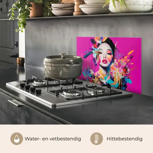 Vrouw - Portret - Abstract - Paars keuken achterwand spatscherm klein -usp_NL