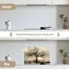 Beige - Abstract - Boom - Goud keuken achterwand spatscherm klein -voor_na_NL