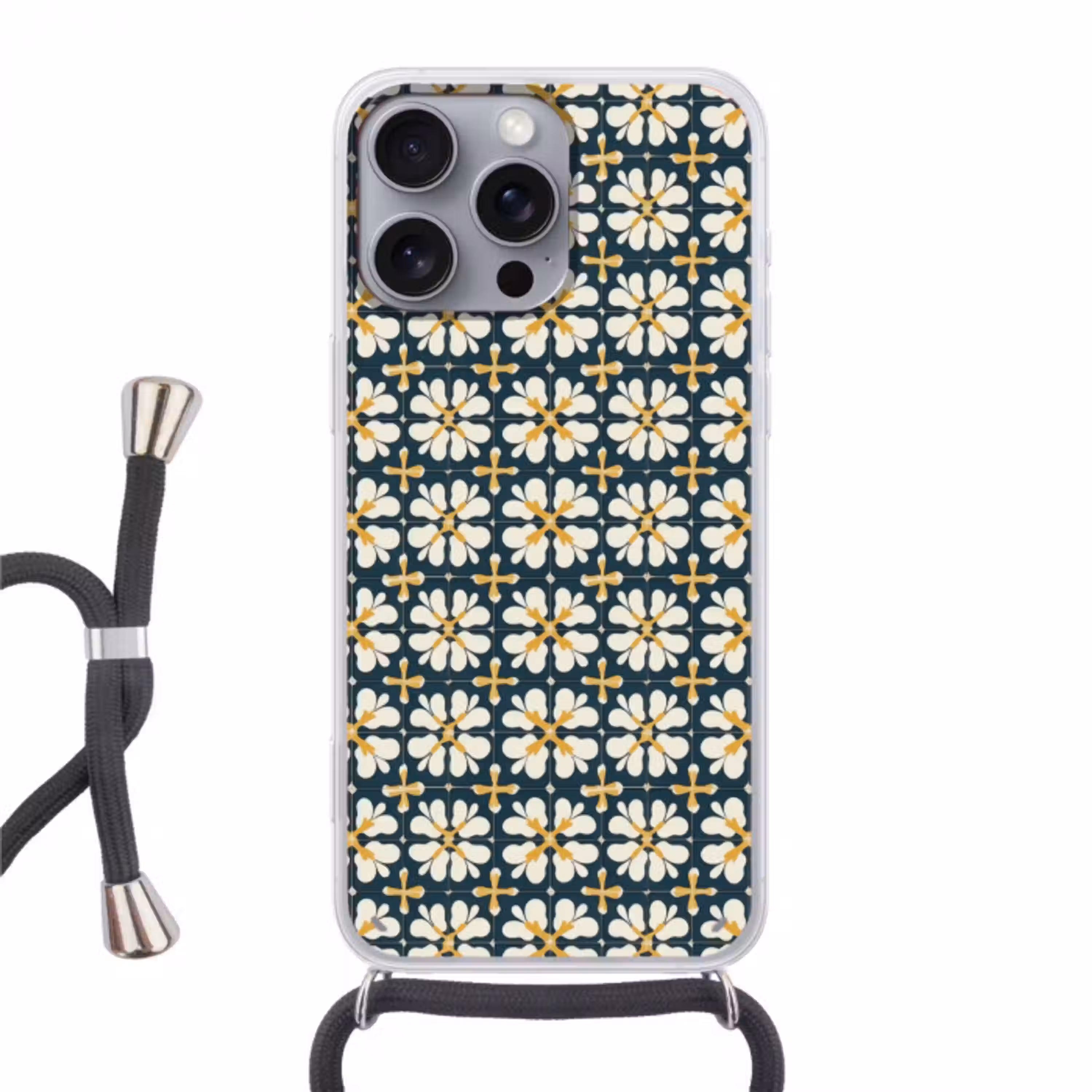 Motief - Tegel - Okergeel Hoesje iPhone 16 Pro Max met koord klein 804 -3d