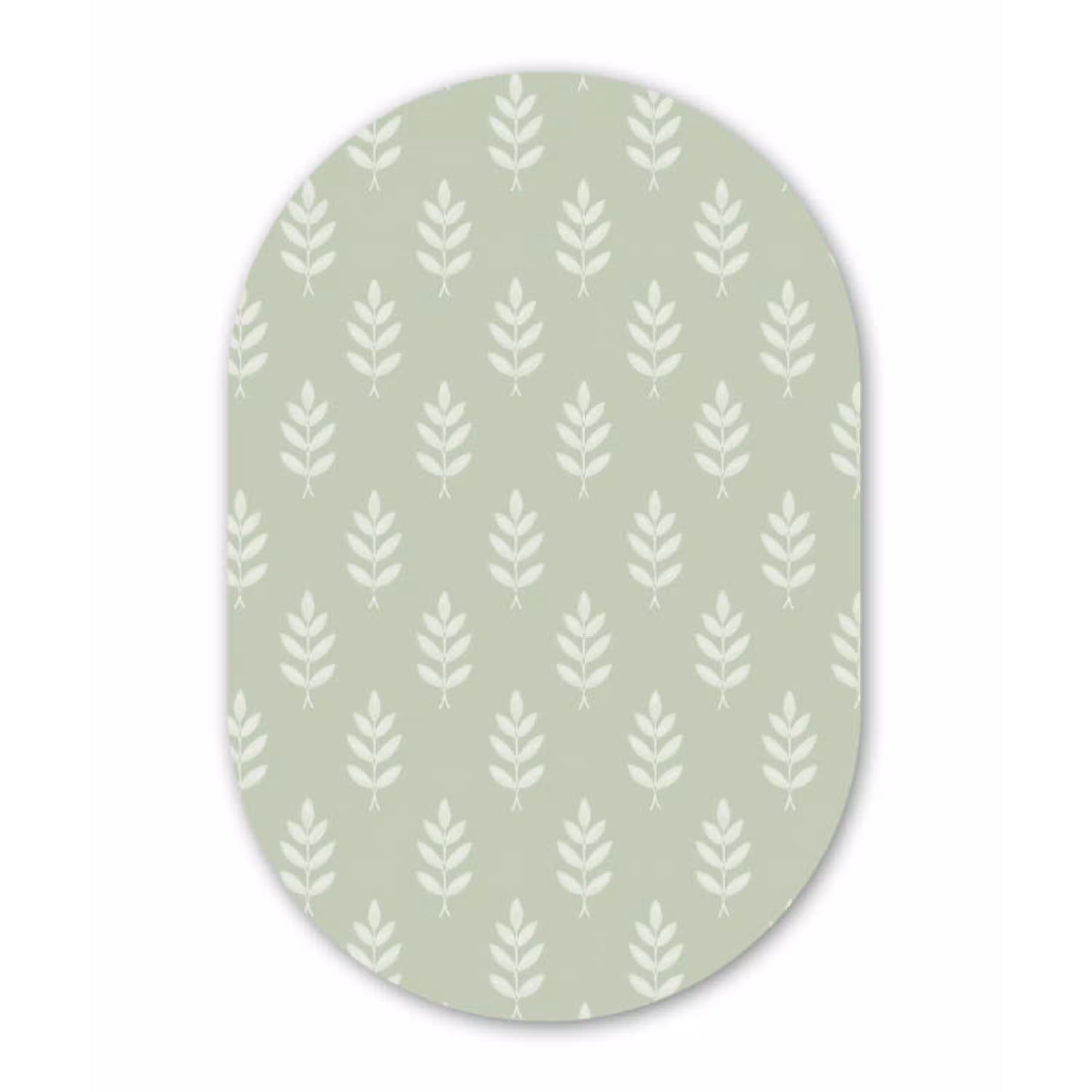 Saliegroen - Botanisch - Takjes - Minimalistisch - Patroon Wandcirkel Ovaal Aluminium middel 839 -3d