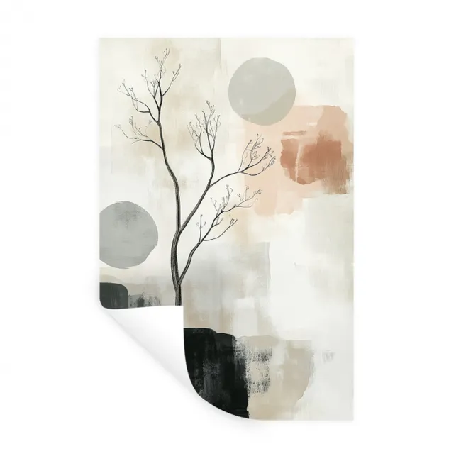 Wabi sabi - Beige - Plant Muursticker klein -3d