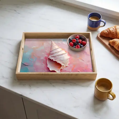 Schelp - Pastel - Pink Dienblad Rechthoek middel -sfeer2