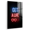 Gaming - Tekst - Get a life - Neon - Zwart plexiglas 5mm klein -zzzproduct_nieuw