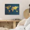 Wereldkaart - Goud - Donkerblauw PET vilt klein -sfeer3
