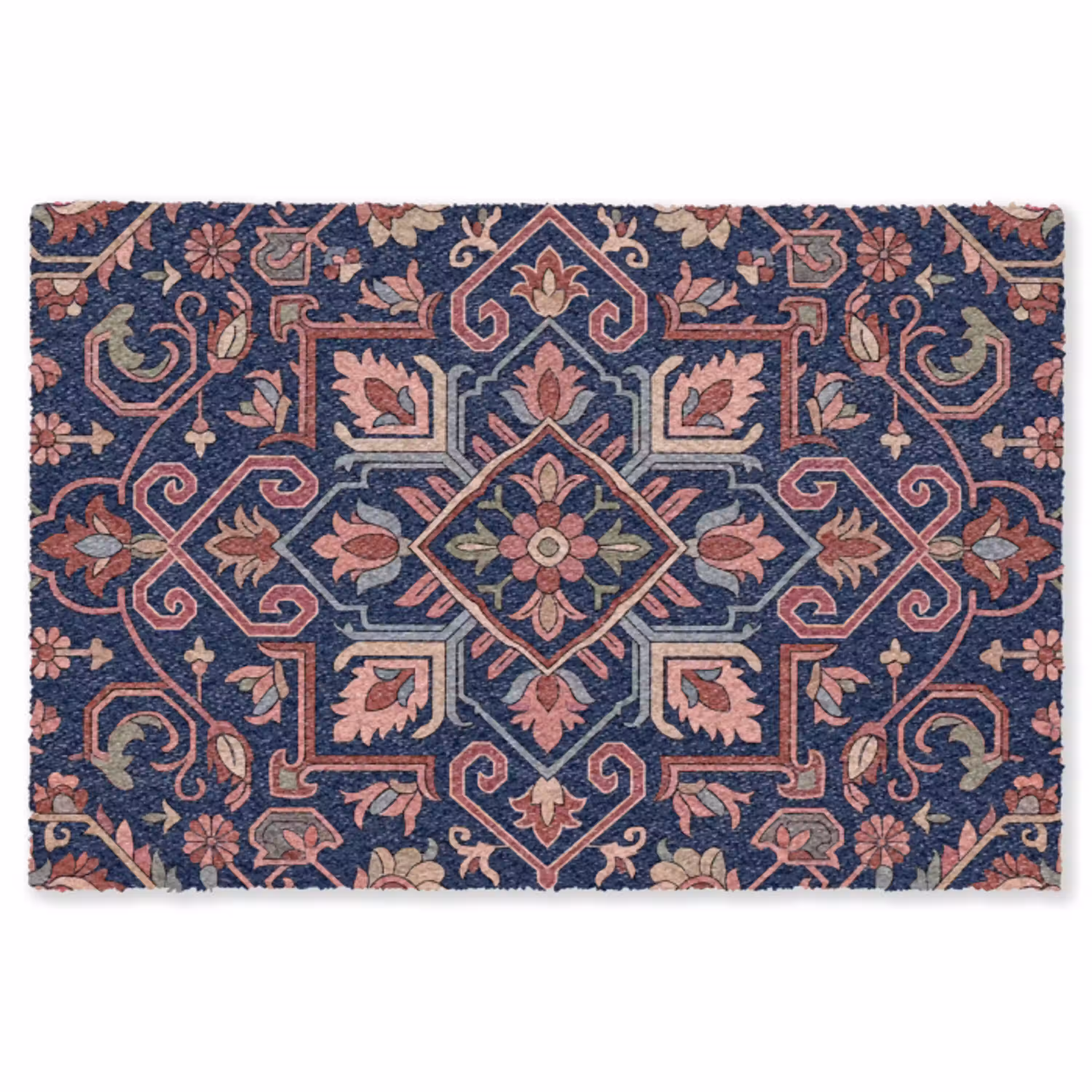 Patroon - Oosters - Floraal - Blauw - Klassiek Vloerkleed Rechthoek klein -3d