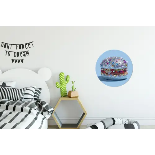 Glitters - Hamburger - Blauw Wandcirkel aluminium klein -kinderkamer