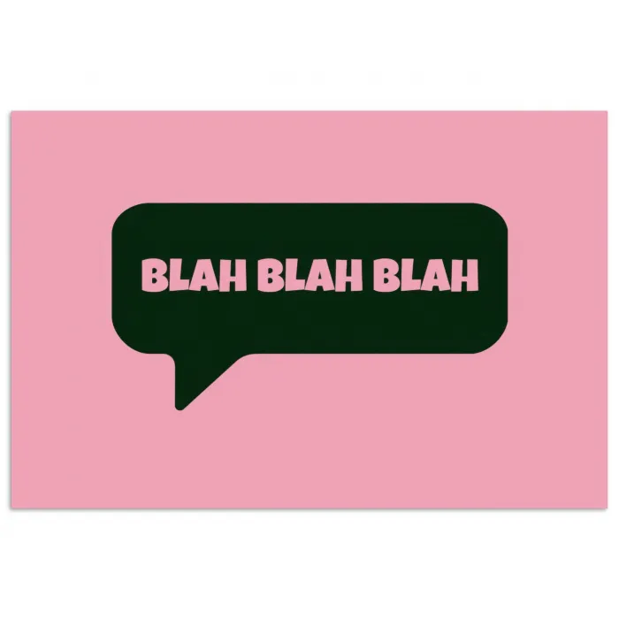 Roze - Tekstwolk - Groen - BLAH BLAH BLAH poster papier klein -3d