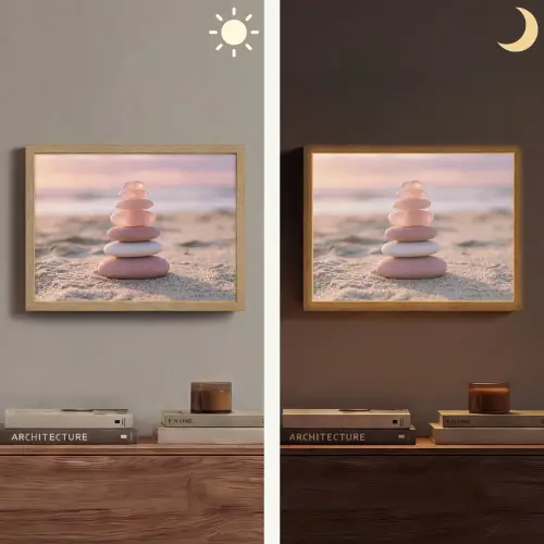 Stenen - Zand - Roze Light Box met batterij (Wandlamp) middel -sfeer3