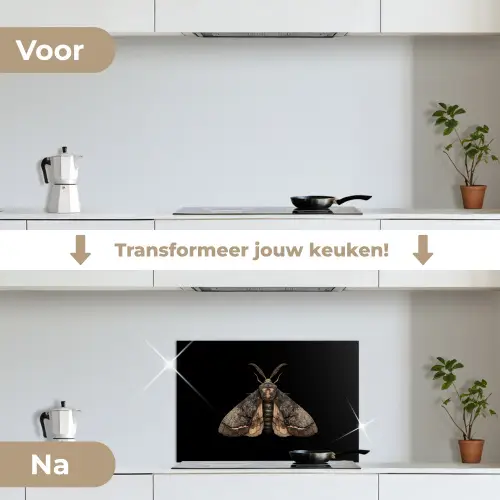 Mot - Bladachtig - Grijs keuken achterwand spatscherm klein -voor_na_NL