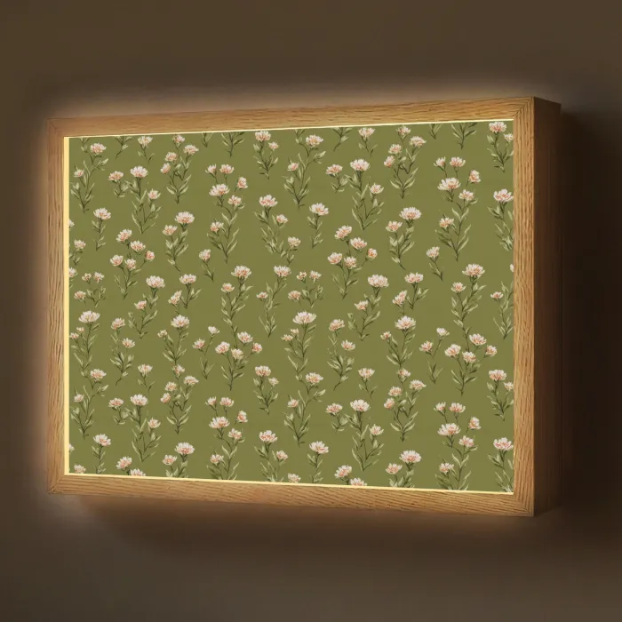 Landelijk - Bloemen -  Groen Light Box met batterij (Wandlamp) middel 907 -z3d_website