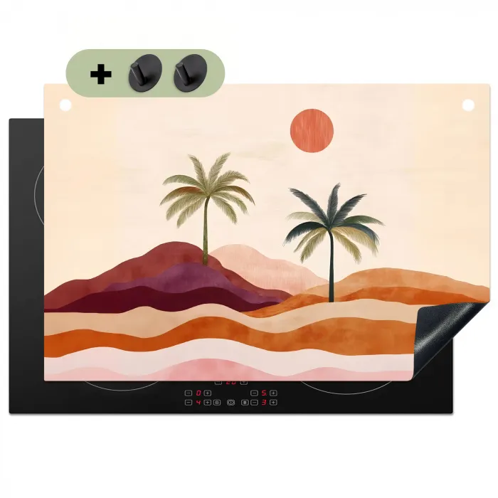 Palmbomen - Abstract - Zon - Heuvels Inductie beschemer met haakjes klein -3d