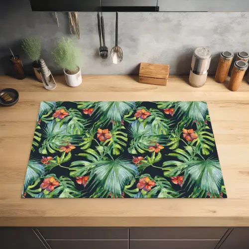 Tropical - Bloemen - Bladeren - Jungle Inductie beschermer vinyl 3mm klein -sfeer5