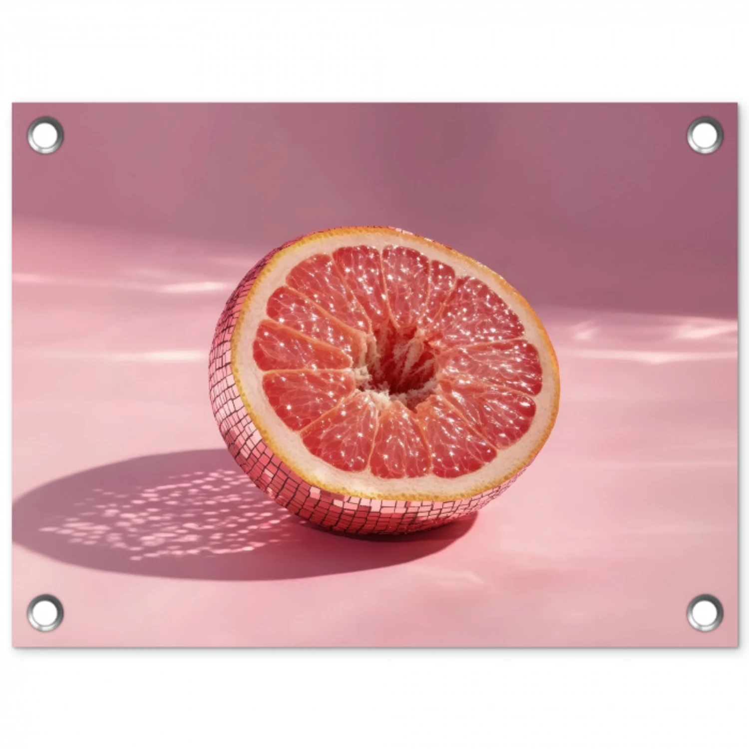Grapefruit - Roze - Disco - Shiny tuinposter los doek klein -3d