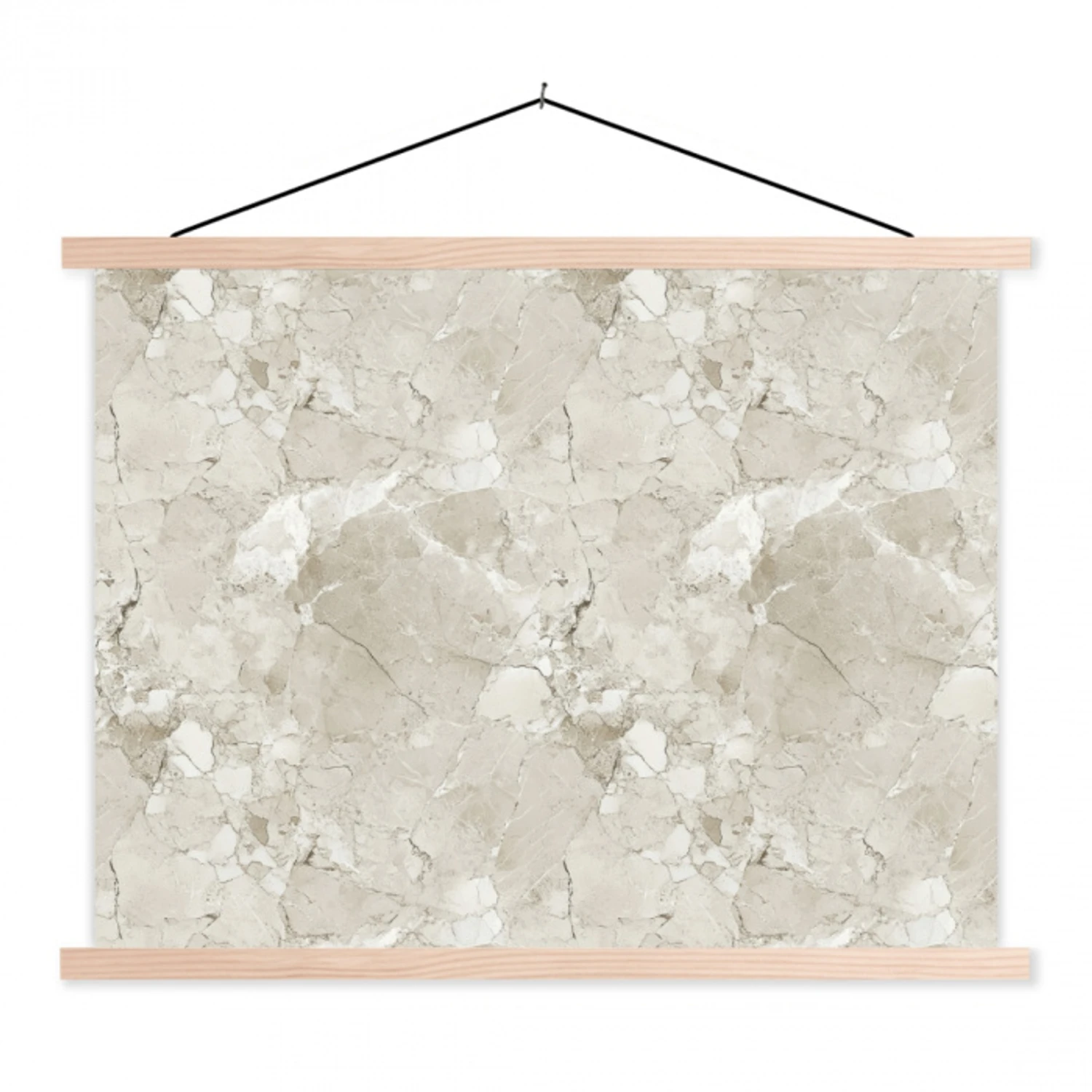 Marmer - Grijs - Aders textielposter latten blank klein 122 -3d