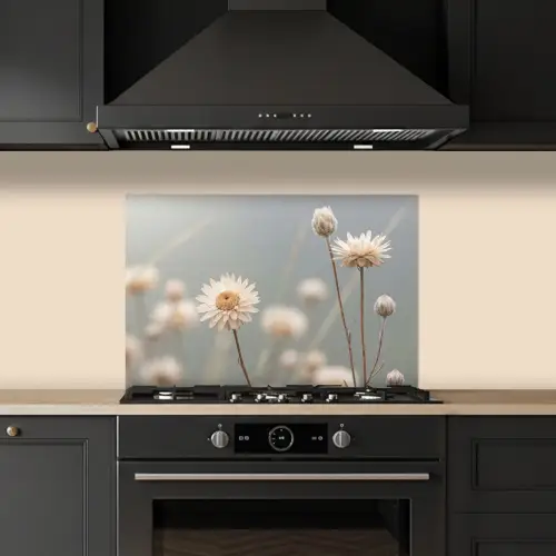 Strobloemen - Wit - Daglicht keuken achterwand spatscherm klein -sfeer1