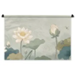 Lotus - Bloemen - Groen Wandkleed katoen middel -zz3d